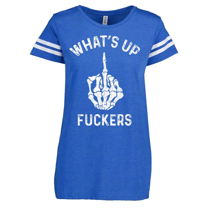 Whats Up Fuckers Vintage Funny Offensive Saying Enza Ladies Jersey Football T-Shirt