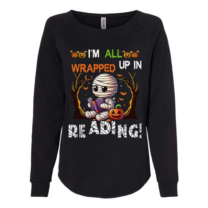 Wrapped Up In Reading Halloween Mummy Reading Book Bookworm Womens California Wash Sweatshirt