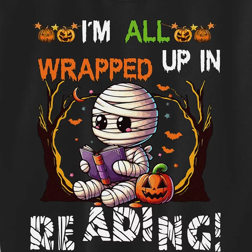 Wrapped Up In Reading Halloween Mummy Reading Book Bookworm Kids Sweatshirt