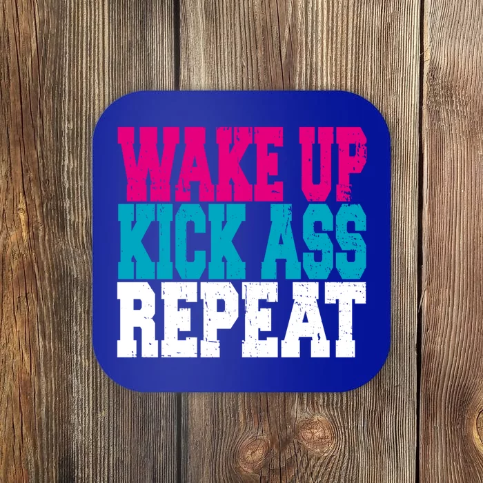 Wake Up Kick Ass Repeat Fitness Workout Gym Great Gift Coaster