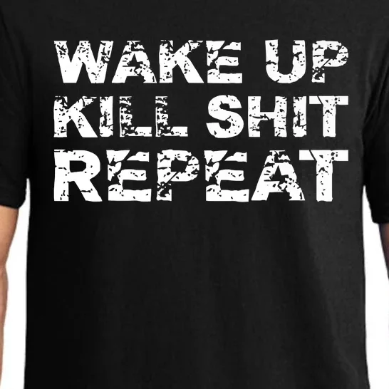 Wake Up Kill Shit Repeat Designed By Johnny S. Miller Pajama Set