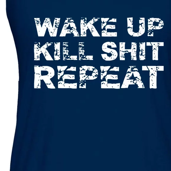 Wake Up Kill Shit Repeat Designed By Johnny S. Miller Ladies Essential Flowy Tank