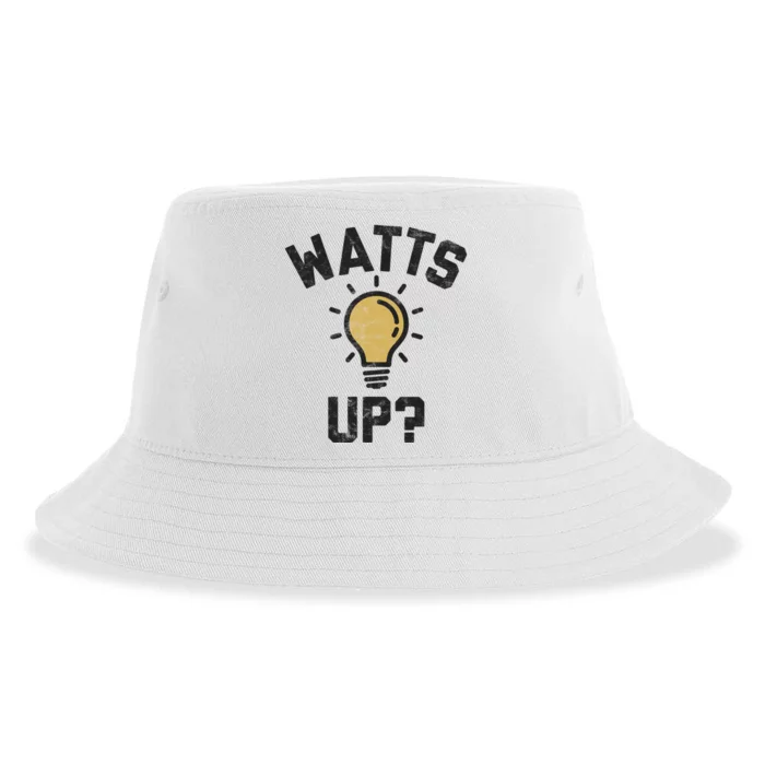 Watts Up Lightbulb Sketch Gift Sustainable Bucket Hat