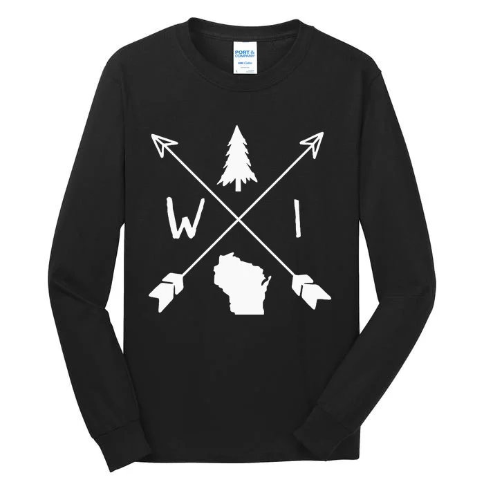 Wisconsin Up North Home State Midwest Wisco Vintage Retro Tall Long Sleeve T-Shirt