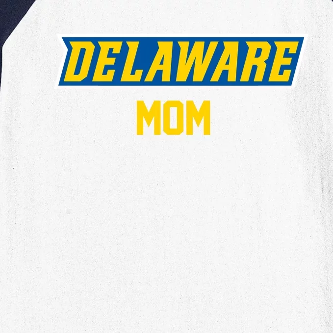 Women University Of Delaware Blue Hens Mom Baseball Sleeve Shirt