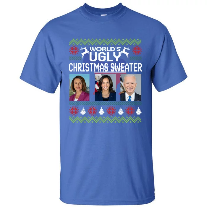 World's Ugly Pelosi Kamala Joe Biden Christmas Sweater Gift Tall T-Shirt