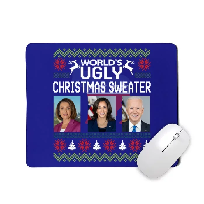 World's Ugly Pelosi Kamala Joe Biden Christmas Sweater Gift Mousepad