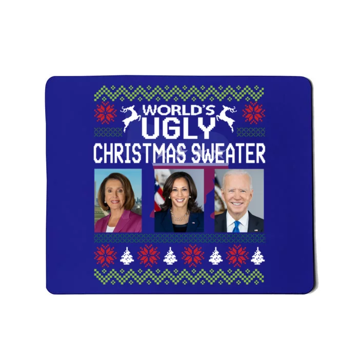 World's Ugly Pelosi Kamala Joe Biden Christmas Sweater Gift Mousepad