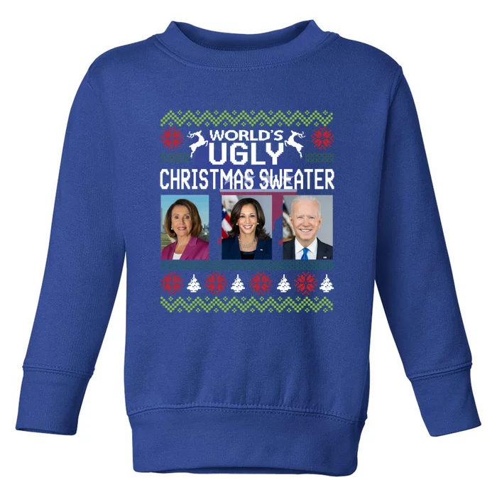 World's Ugly Pelosi Kamala Joe Biden Christmas Sweater Gift Toddler Sweatshirt