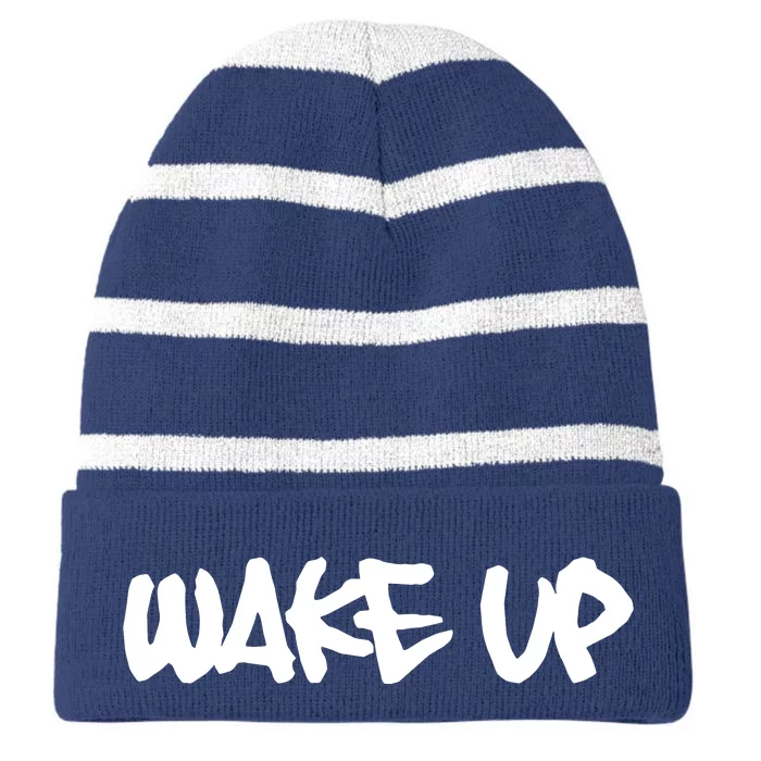 Wake Up Pro Human Rights Civil Right Racial Equality Striped Beanie with Solid Band