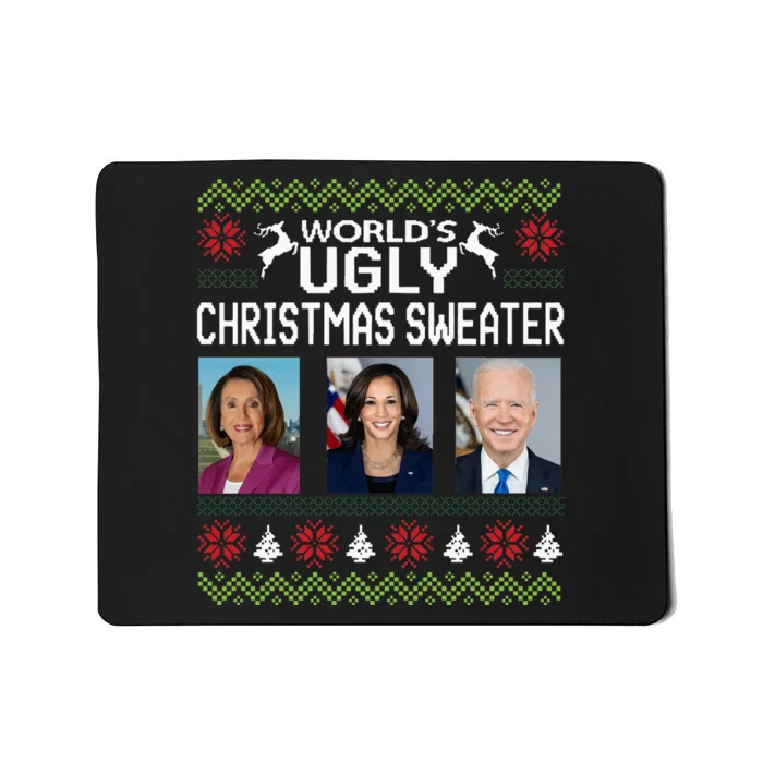 World's Ugly Pelosi Kamala Joe Biden Christmas Sweater Mousepad