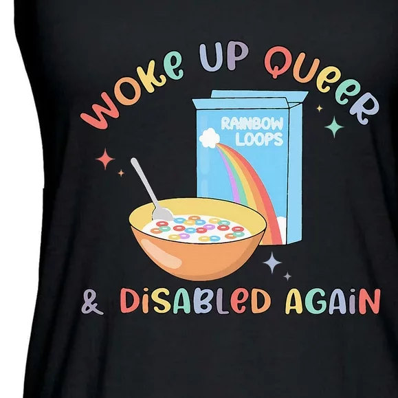 Woke Up Queer And Disabled Again Ladies Essential Flowy Tank