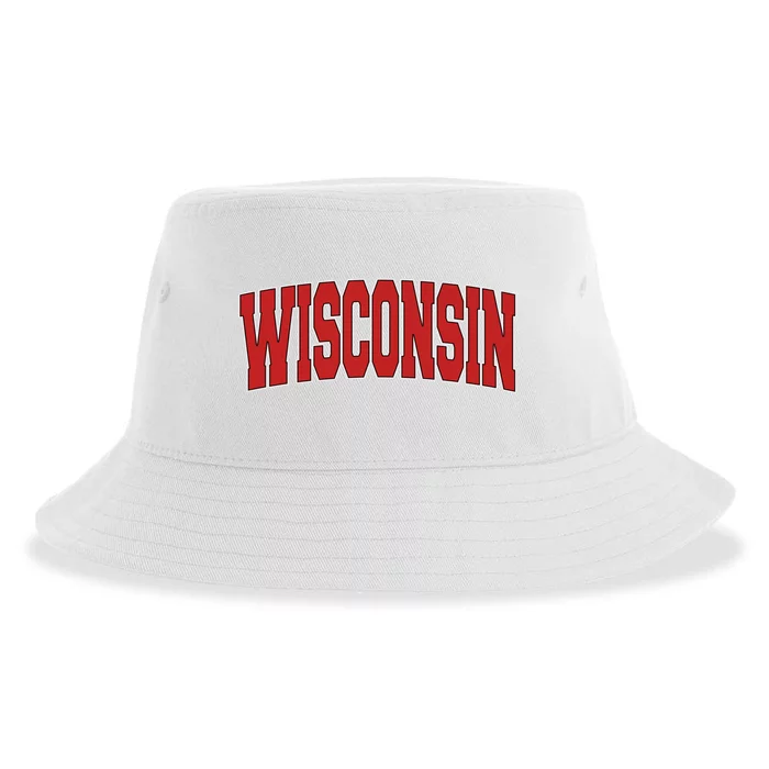 Wisconsin Usa State Wi Varsity Style Vintage Sports Cool Gift Sustainable Bucket Hat