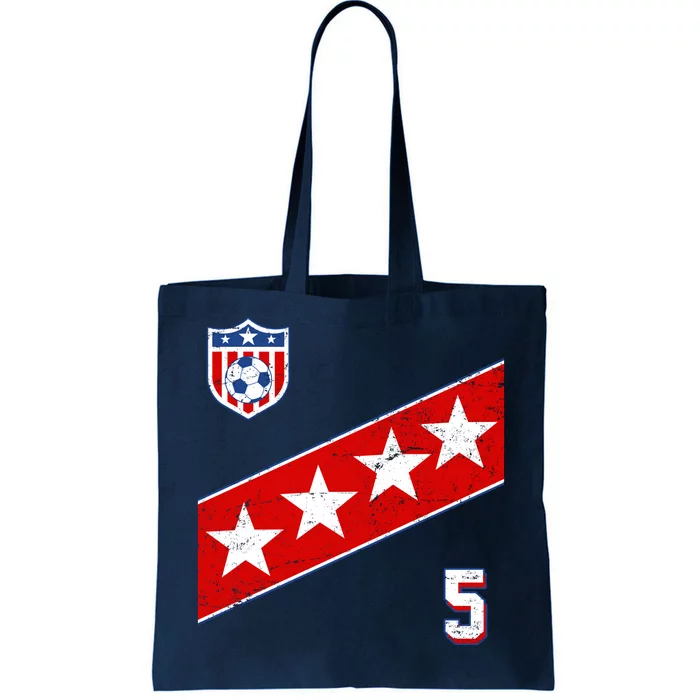 WomenS Us Soccer Jersey Number 5 Tote Bag