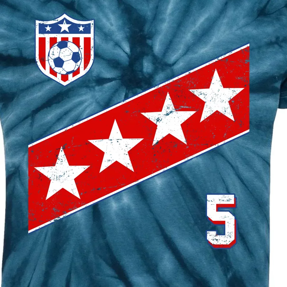 WomenS Us Soccer Jersey Number 5 Kids Tie-Dye T-Shirt