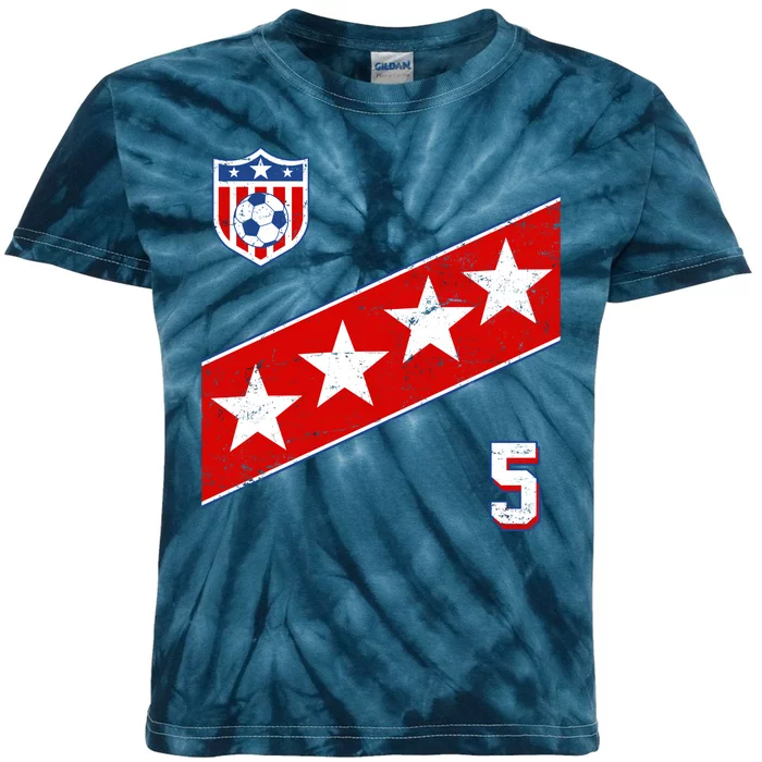 WomenS Us Soccer Jersey Number 5 Kids Tie-Dye T-Shirt