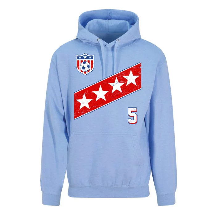 WomenS Us Soccer Jersey Number 5 Unisex Surf Hoodie