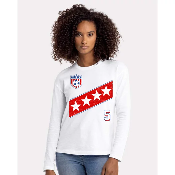 WomenS Us Soccer Jersey Number 5 Womens Cotton Relaxed Long Sleeve T-Shirt