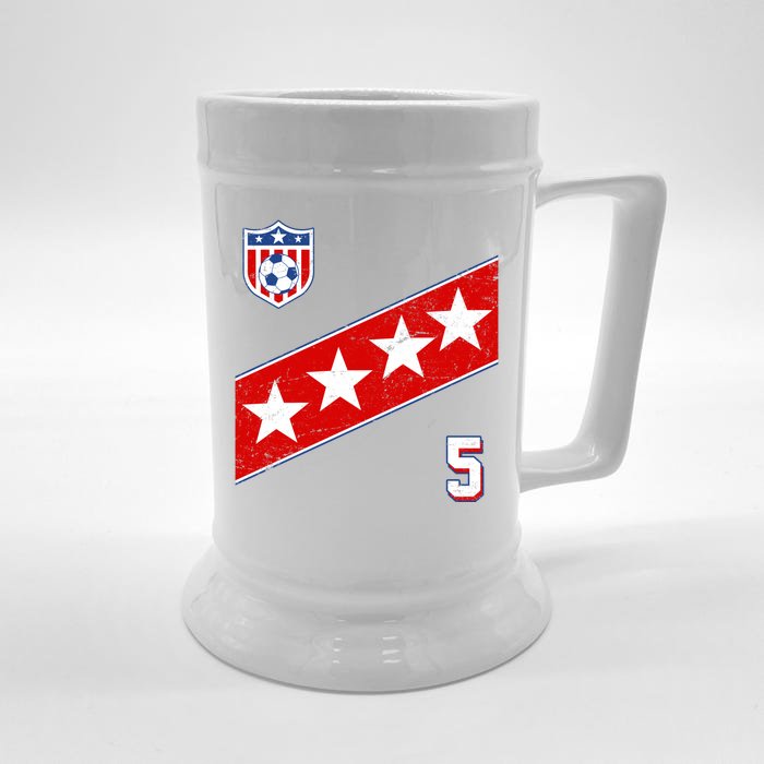 WomenS Us Soccer Jersey Number 5 Front & Back Beer Stein