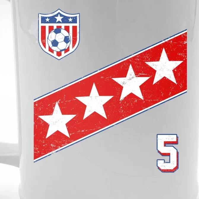 WomenS Us Soccer Jersey Number 5 Front & Back Beer Stein