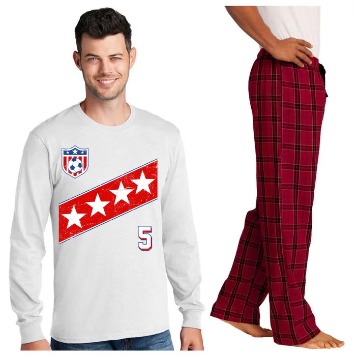 WomenS Us Soccer Jersey Number 5 Long Sleeve Pajama Set