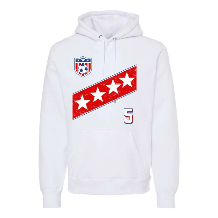 WomenS Us Soccer Jersey Number 5 Premium Hoodie