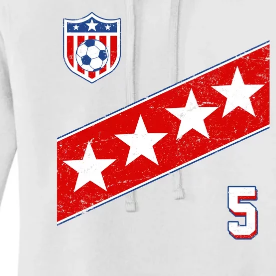 WomenS Us Soccer Jersey Number 5 Women's Pullover Hoodie