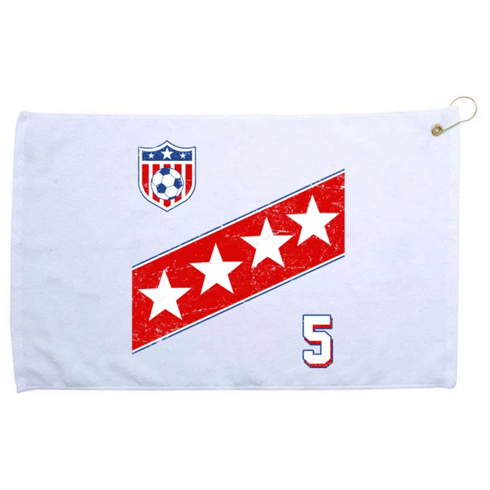 WomenS Us Soccer Jersey Number 5 Grommeted Golf Towel