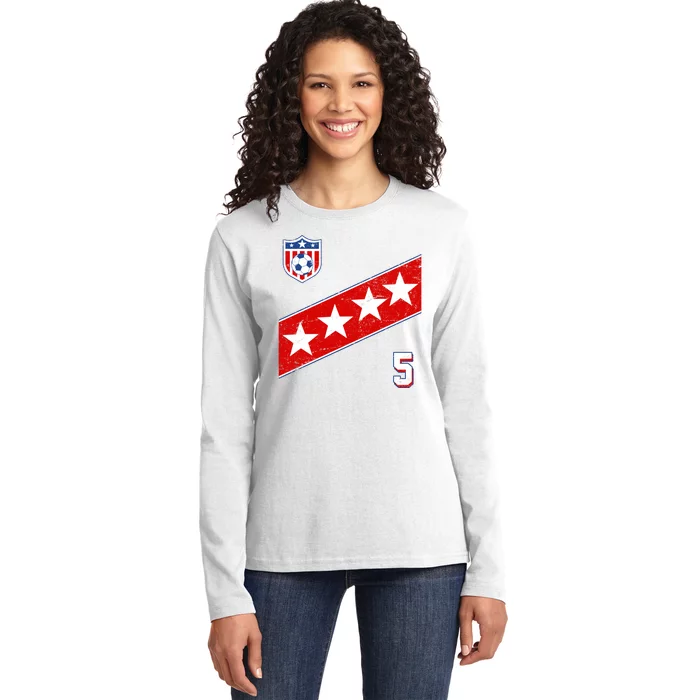 WomenS Us Soccer Jersey Number 5 Ladies Long Sleeve Shirt