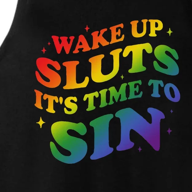 Wake Up Sluts ItS Time To Sin Lgbtq Gay Ladies Tri-Blend Wicking Tank