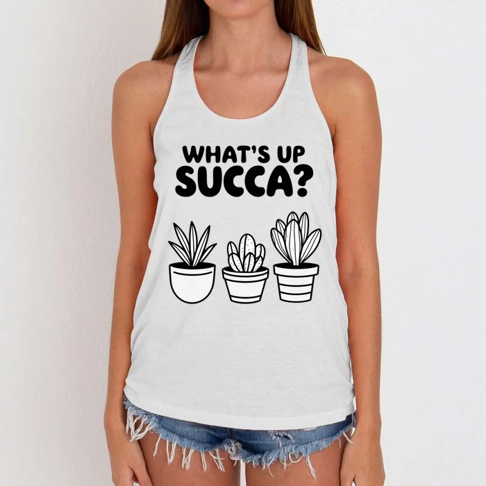 WhatS Up Succa? Women's Knotted Racerback Tank