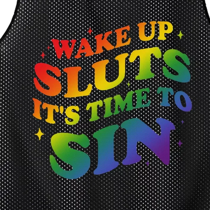 Wake Up Sluts Its Time To Sin Mesh Reversible Basketball Jersey Tank