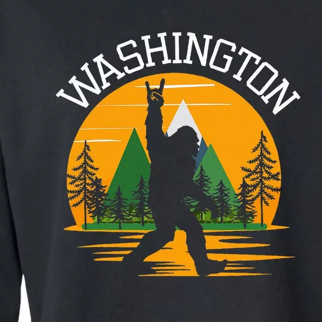 Washington Us State Bigfoot Sasquatch Cropped Pullover Crew