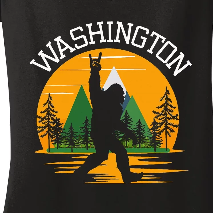 Washington Us State Bigfoot Sasquatch Women's V-Neck T-Shirt