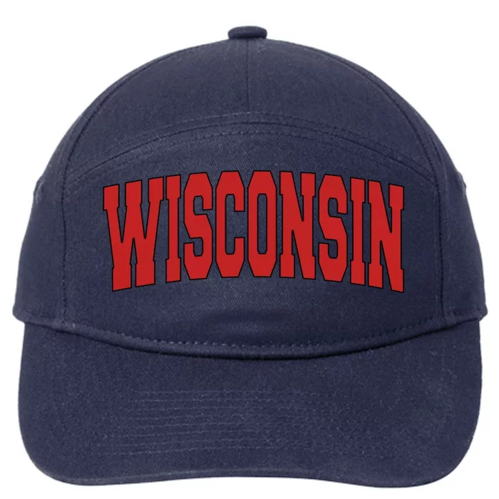 Wisconsin Usa State Wi Varsity Style Vintage Sports Cool 7-Panel Snapback Hat