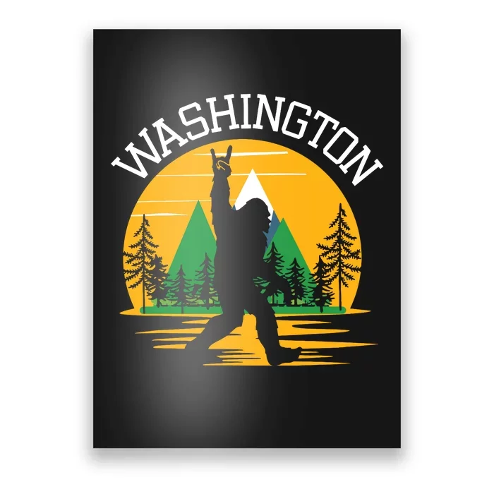 Washington Us State Bigfoot Sasquatch Poster