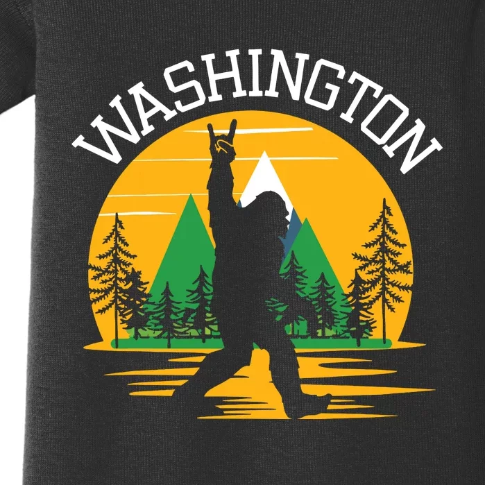 Washington Us State Bigfoot Sasquatch Baby Bodysuit