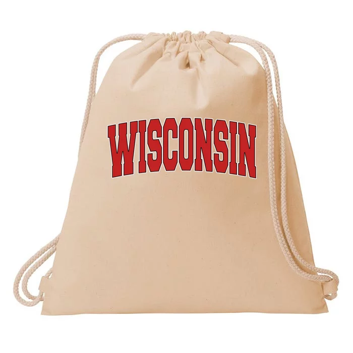 Wisconsin Usa State Wi Varsity Style Vintage Sports Cool Gift Drawstring Bag