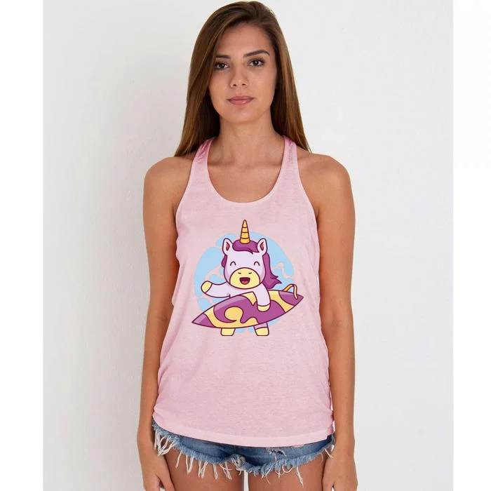 Wakeboarding Unicorn Surfing Women's Knotted Racerback Tank