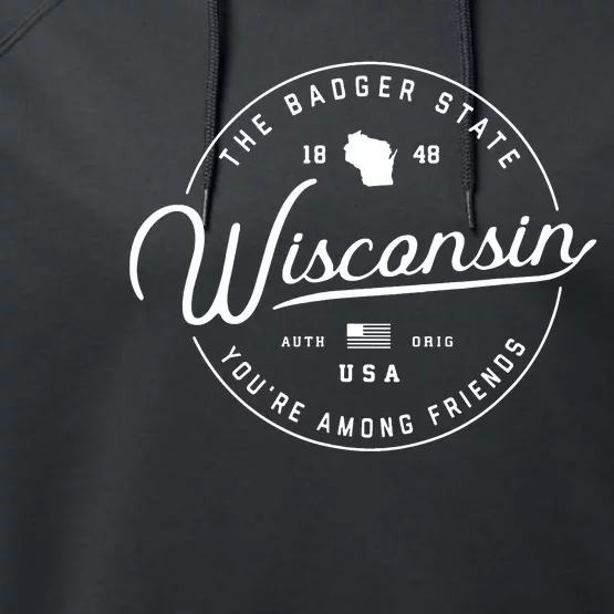 Wisconsin Us State Travel Vacation Shirts Wi Usa Performance Fleece Hoodie