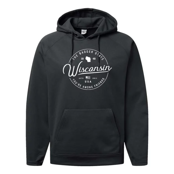 Wisconsin Us State Travel Vacation Shirts Wi Usa Performance Fleece Hoodie