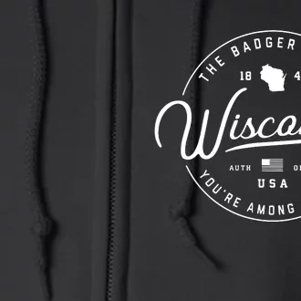 Wisconsin Us State Travel Vacation Shirts Wi Usa Full Zip Hoodie