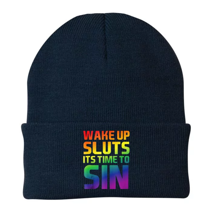 Wake Up Sluts Time To Sin Adult Pride Party Lesbian Gay Lgbt Knit Cap Winter Beanie