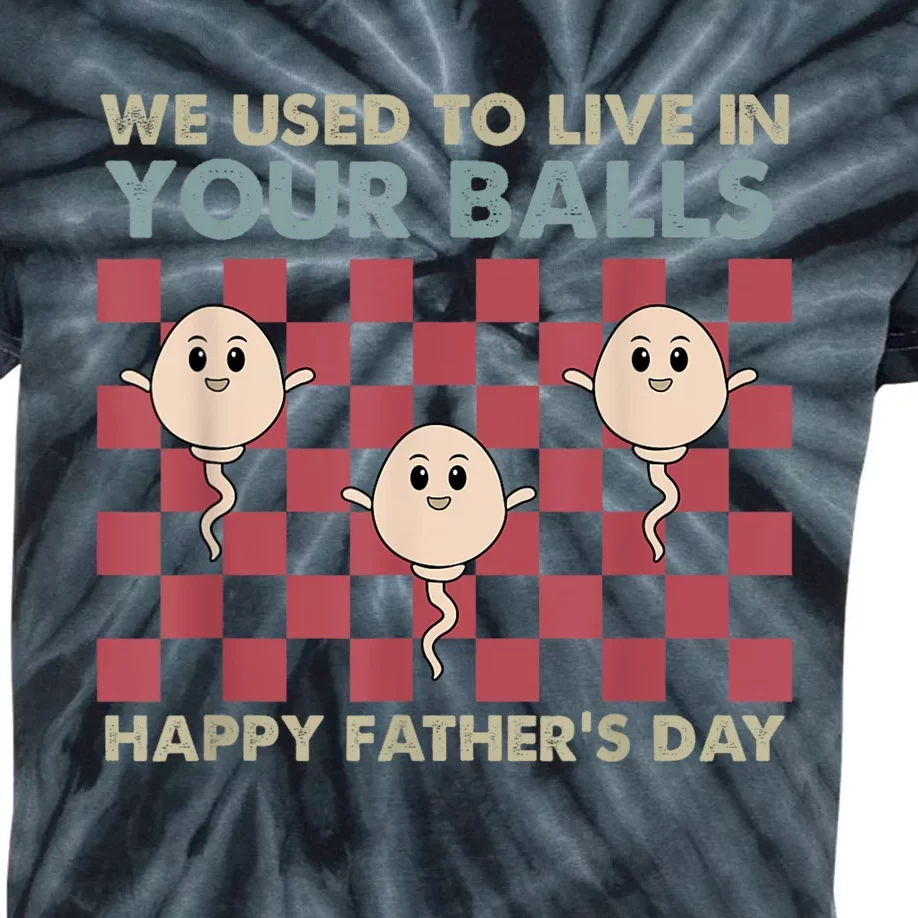 We Used To Live In Your Balls Happy Fathers Day Funny Kids Tie-Dye T-Shirt