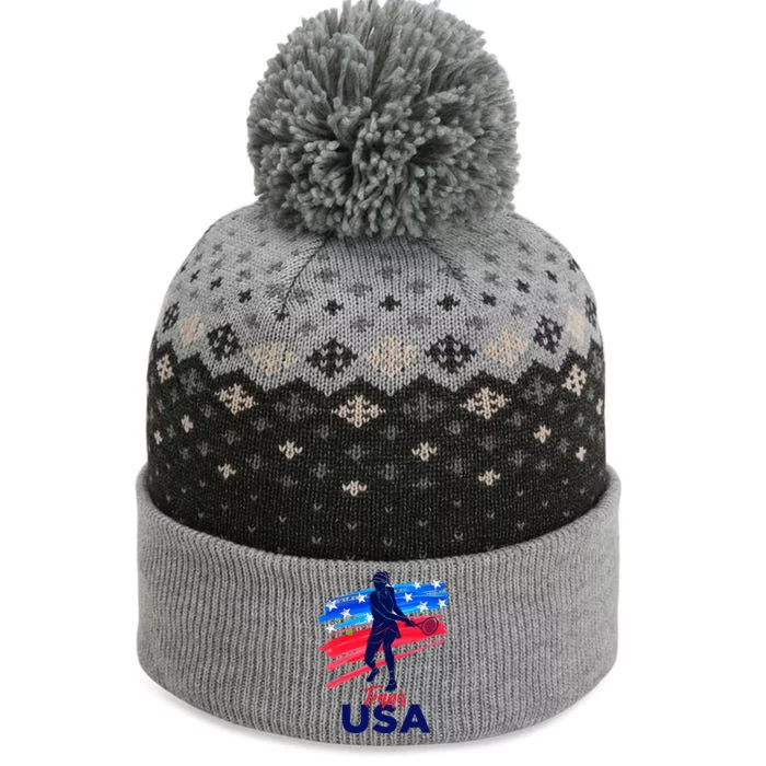 Wos Usa Tennis Support Tennis Lover The Baniff Cuffed Pom Beanie