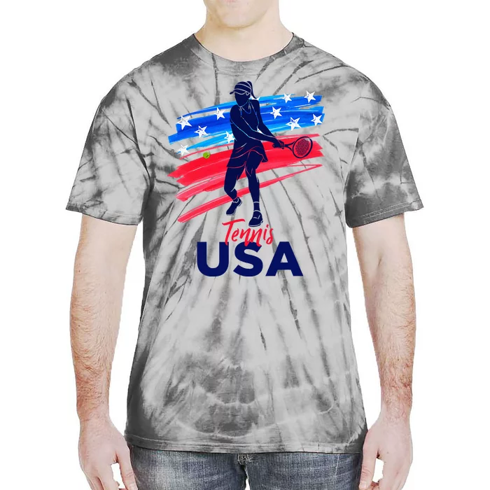 Wos Usa Tennis Support Tennis Lover Tie-Dye T-Shirt