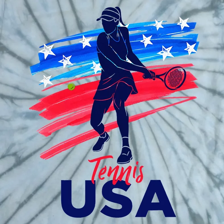 Wos Usa Tennis Support Tennis Lover Tie-Dye T-Shirt