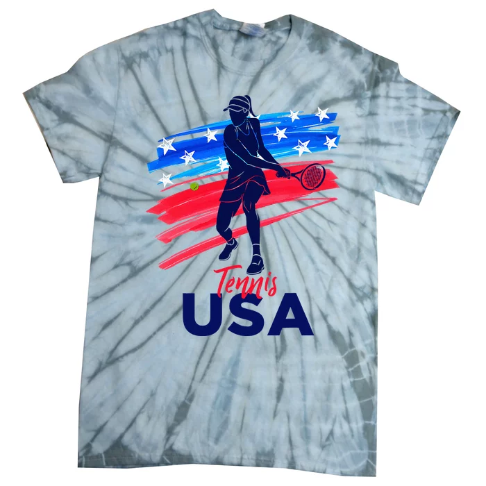 Wos Usa Tennis Support Tennis Lover Tie-Dye T-Shirt