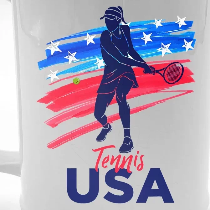 Wos Usa Tennis Support Tennis Lover Front & Back Beer Stein