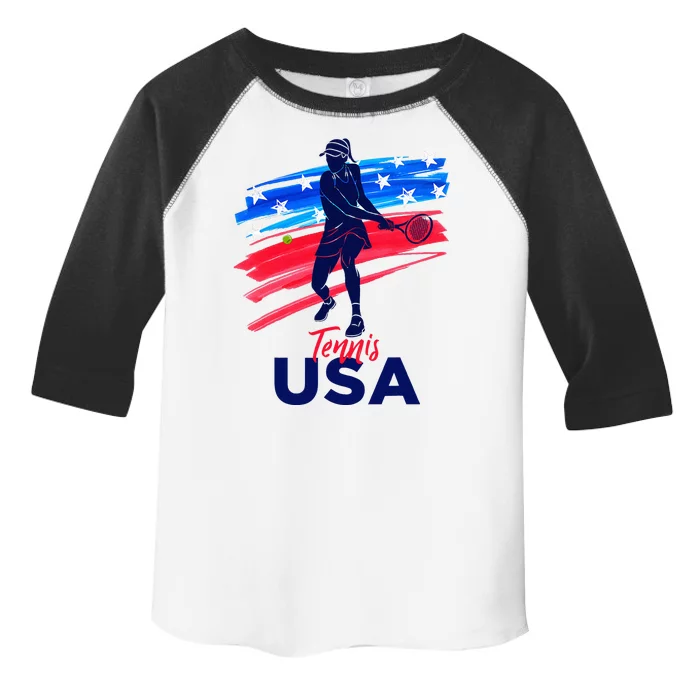 Wos Usa Tennis Support Tennis Lover Toddler Fine Jersey T-Shirt